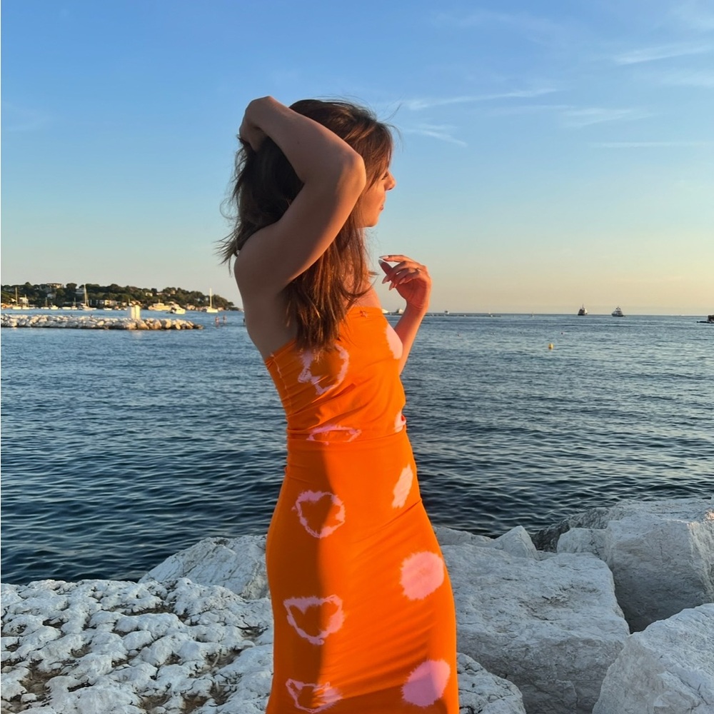 Orange Tie-Dye Women's Dress